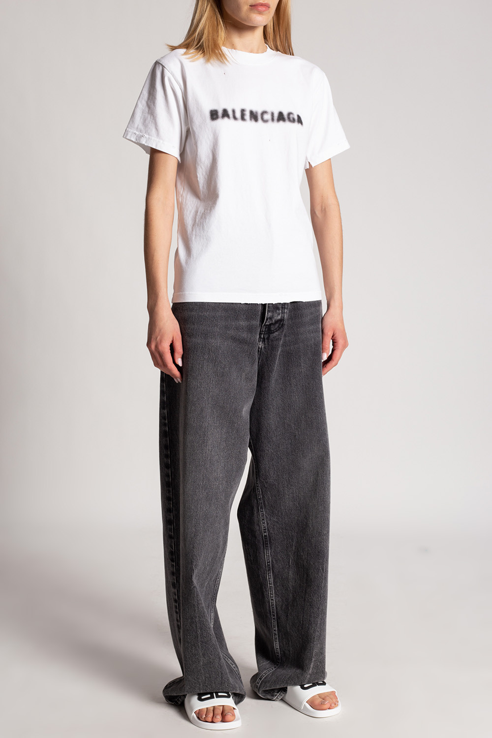 BALENCIAGA UNIFIT ダークグレー Tシャツ 新品タグ付き バレンシアガ BB 22年 コットン Tシャツ M ユニセックス グレー